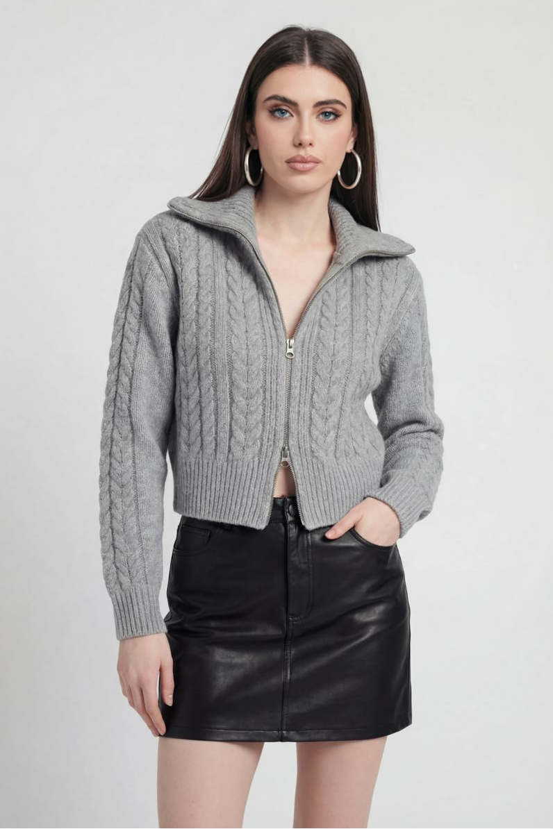 Women's Casual Gray Knit Cardigan | Vanda Liamo