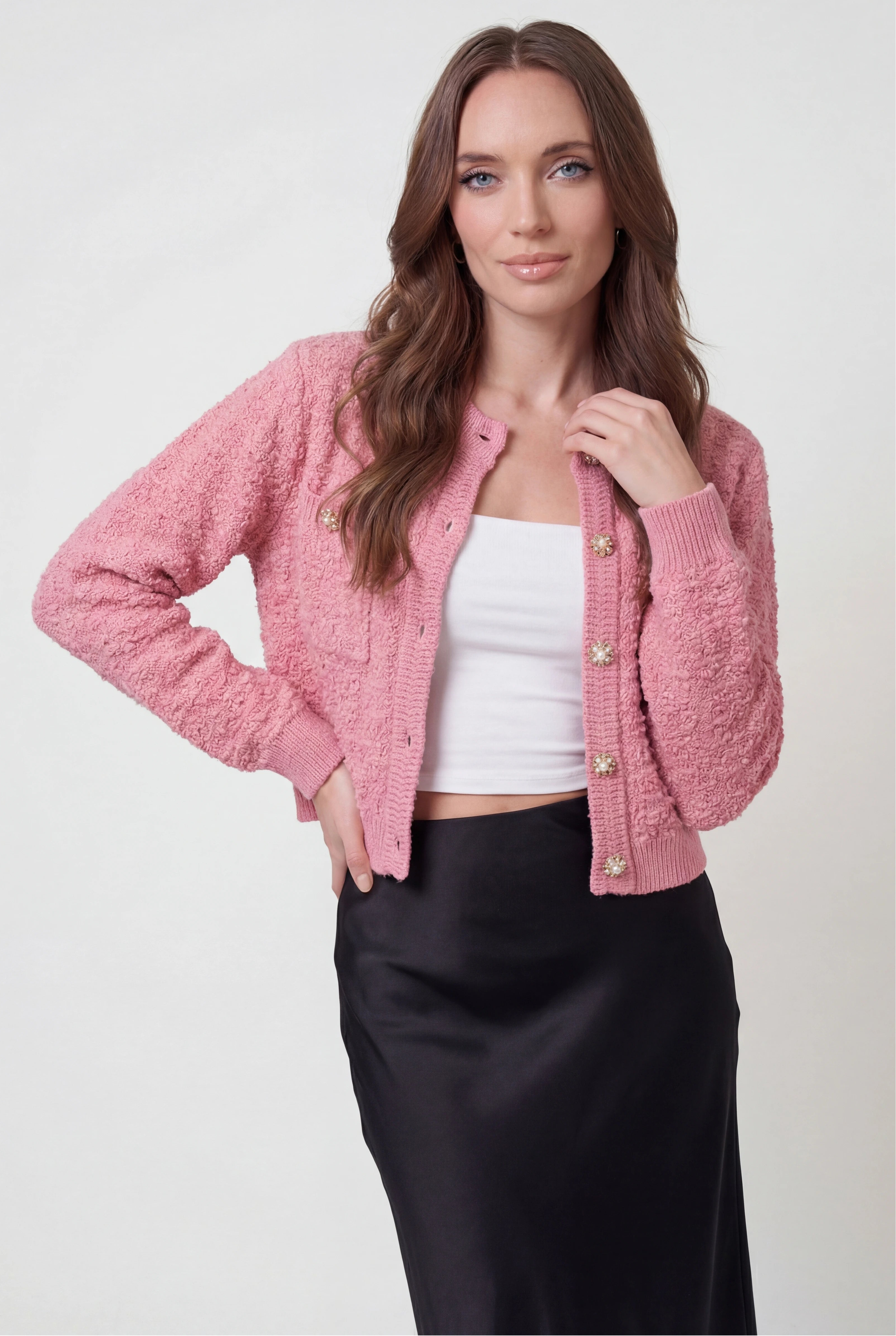 Dames Casual Roze Gebreid Vestje