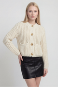 Women's Casual White Knit Cardigan