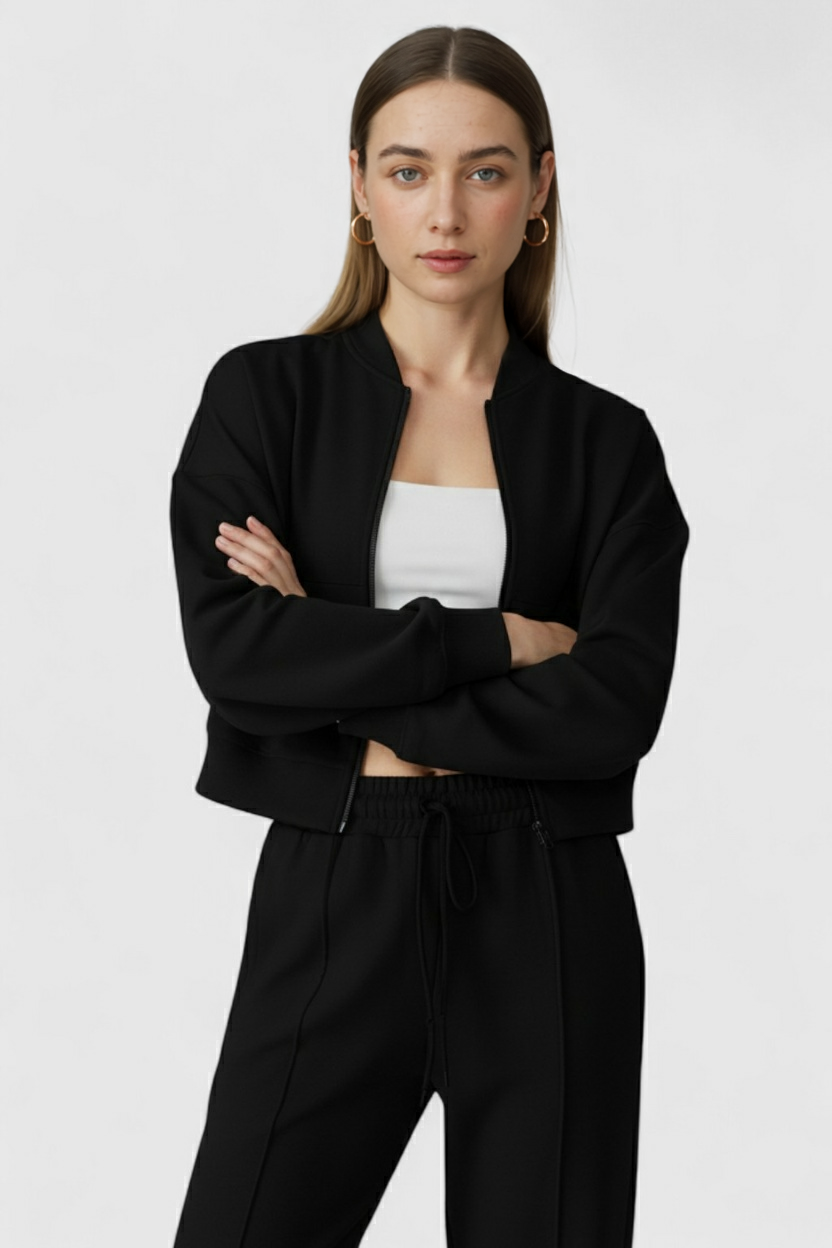 Dames Casual Zwart Sweatshirt Broek Set