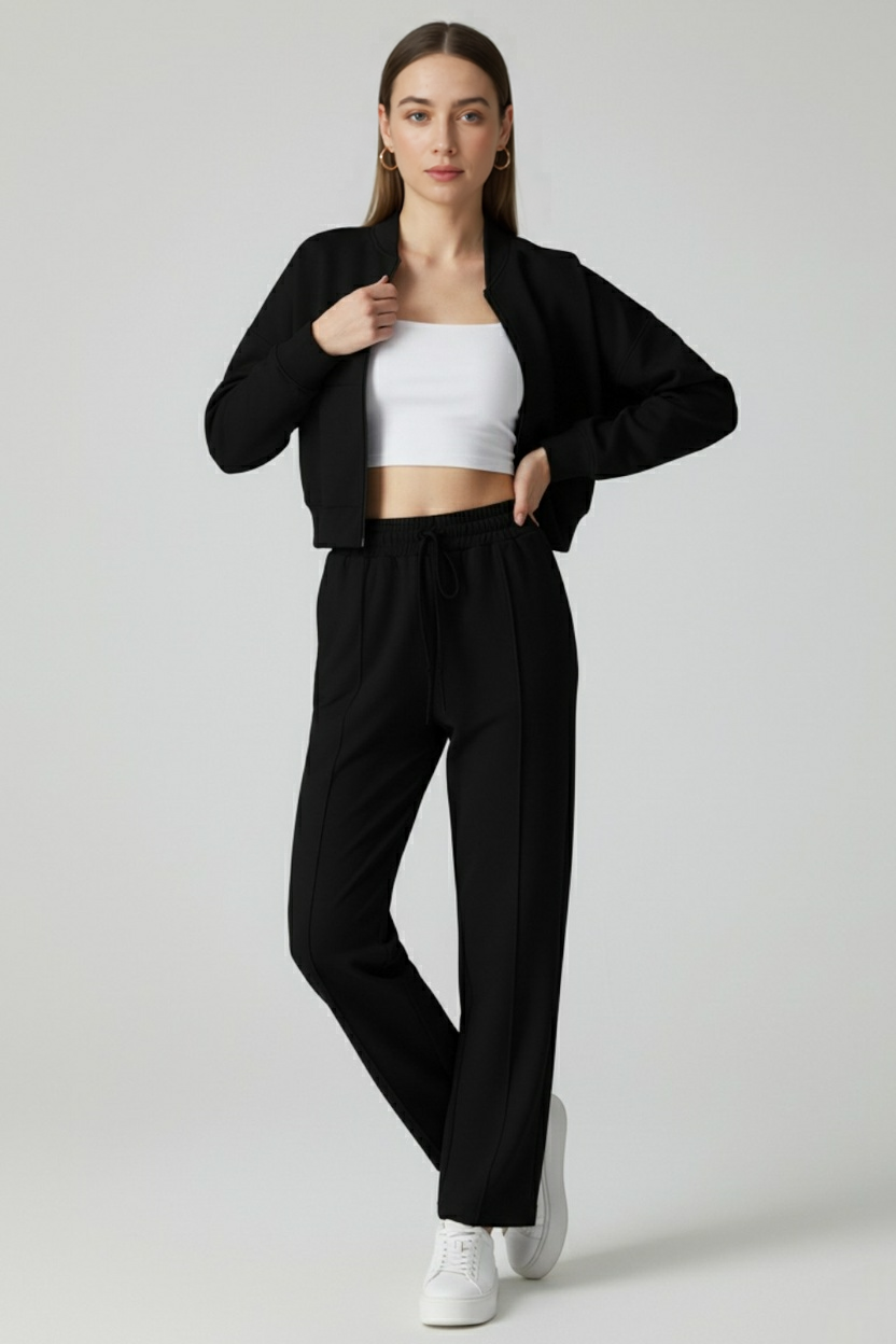 Dames Casual Zwart Sweatshirt Broek Set