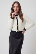 Women's Cropped White Knit Cardigan
