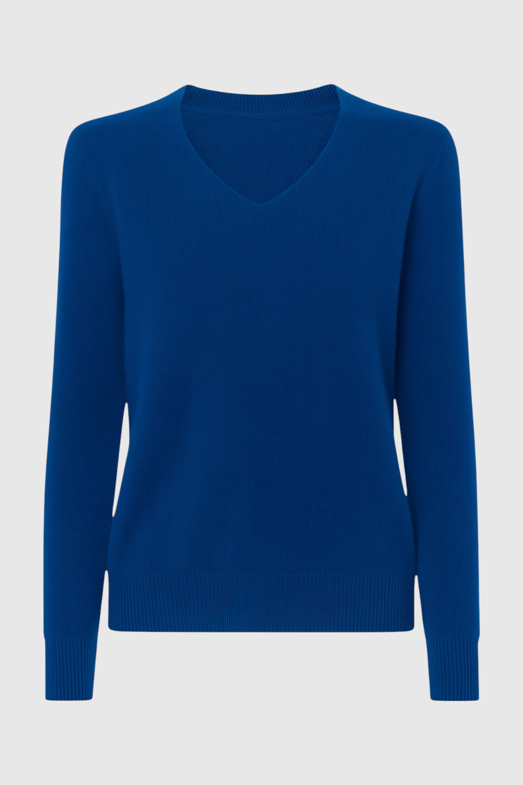 Dames Donkerblauw Merinowollen V-hals Trui