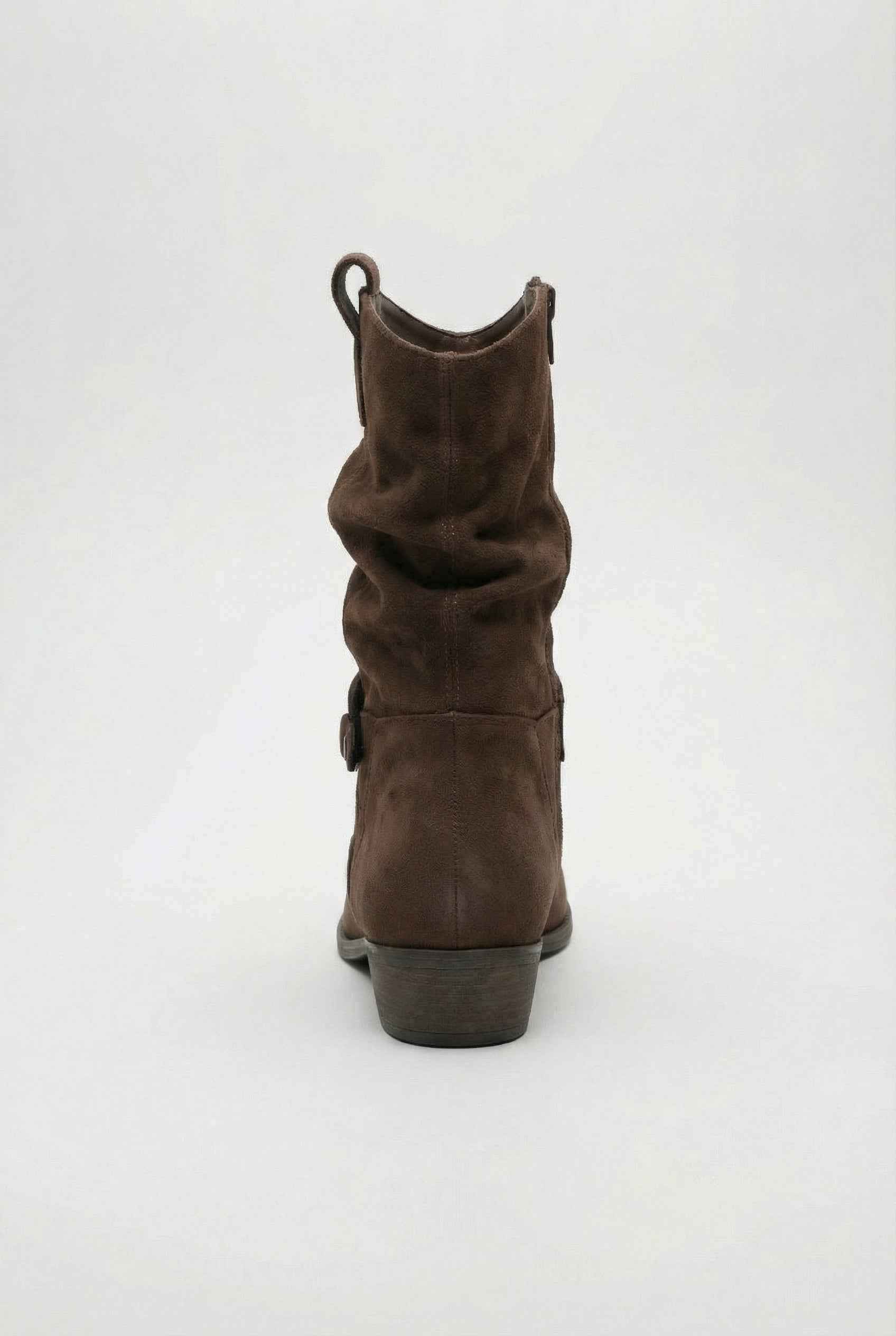 Dames Donkerbruin Retro Suede Enkellaarsjes