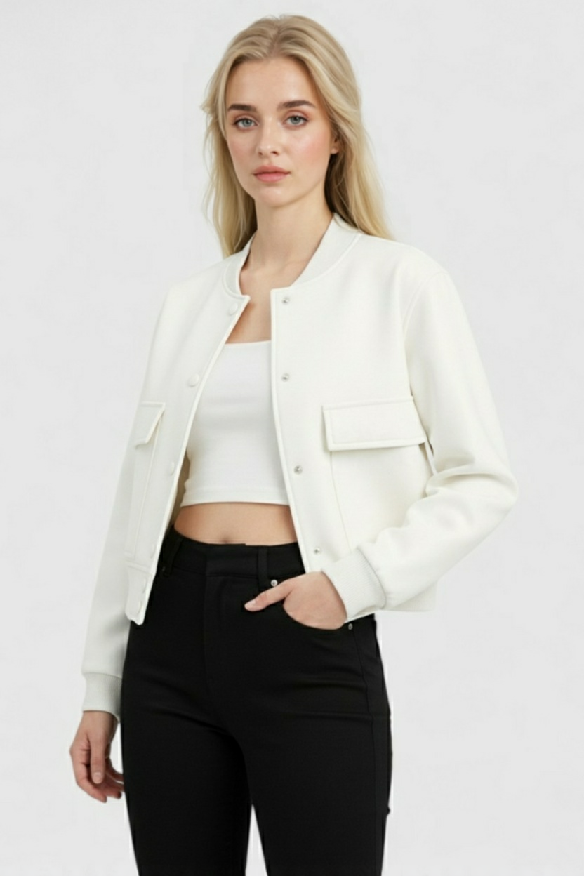 Dames Elegante Bomberjack - Wit