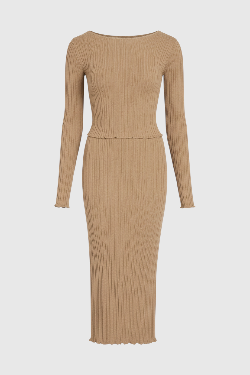 Dames Elegante Khaki Gebreide Rokpak