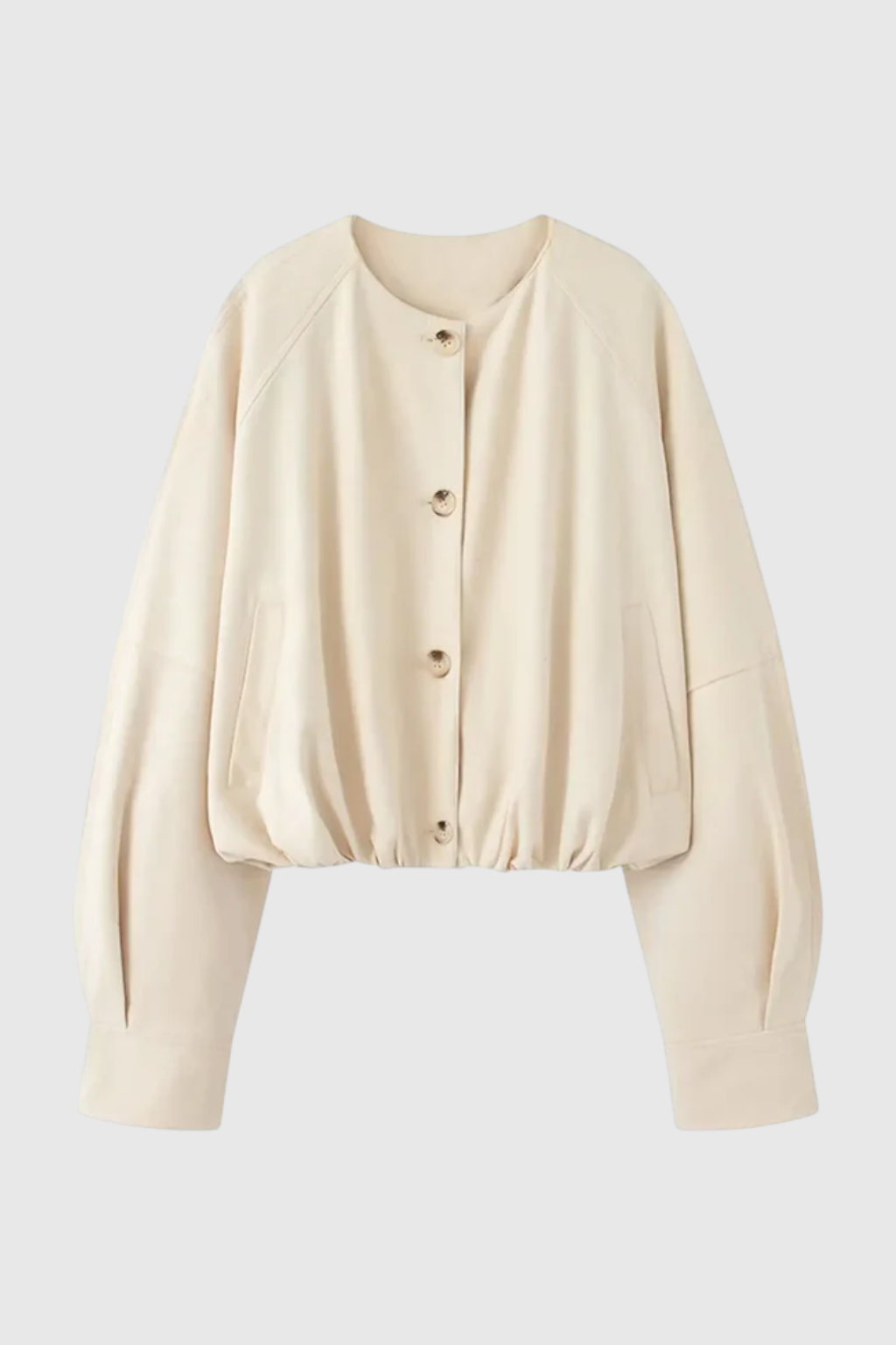Dames Elegante Ronde Hals Jasje - Beige