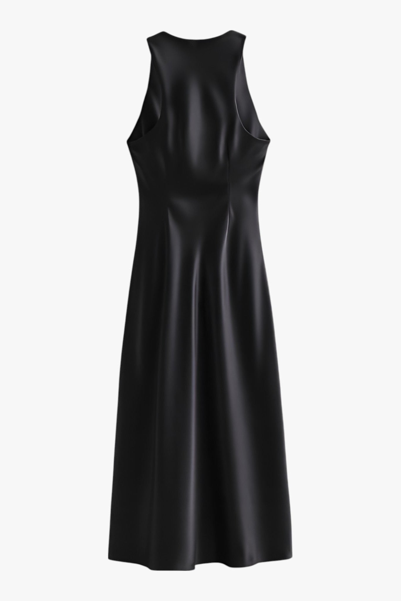 Jurken : Dames zwarte satijnen zomerjurk voor elegante zomerevenementen kopen - Zwarte satijnen zomerjurk dames in van Vanda Liamo