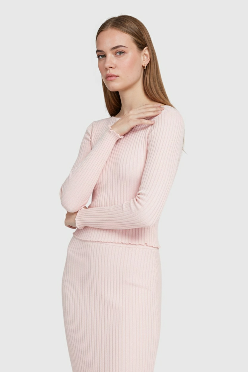 Dames Elegante Roze Gebreide Rokpak