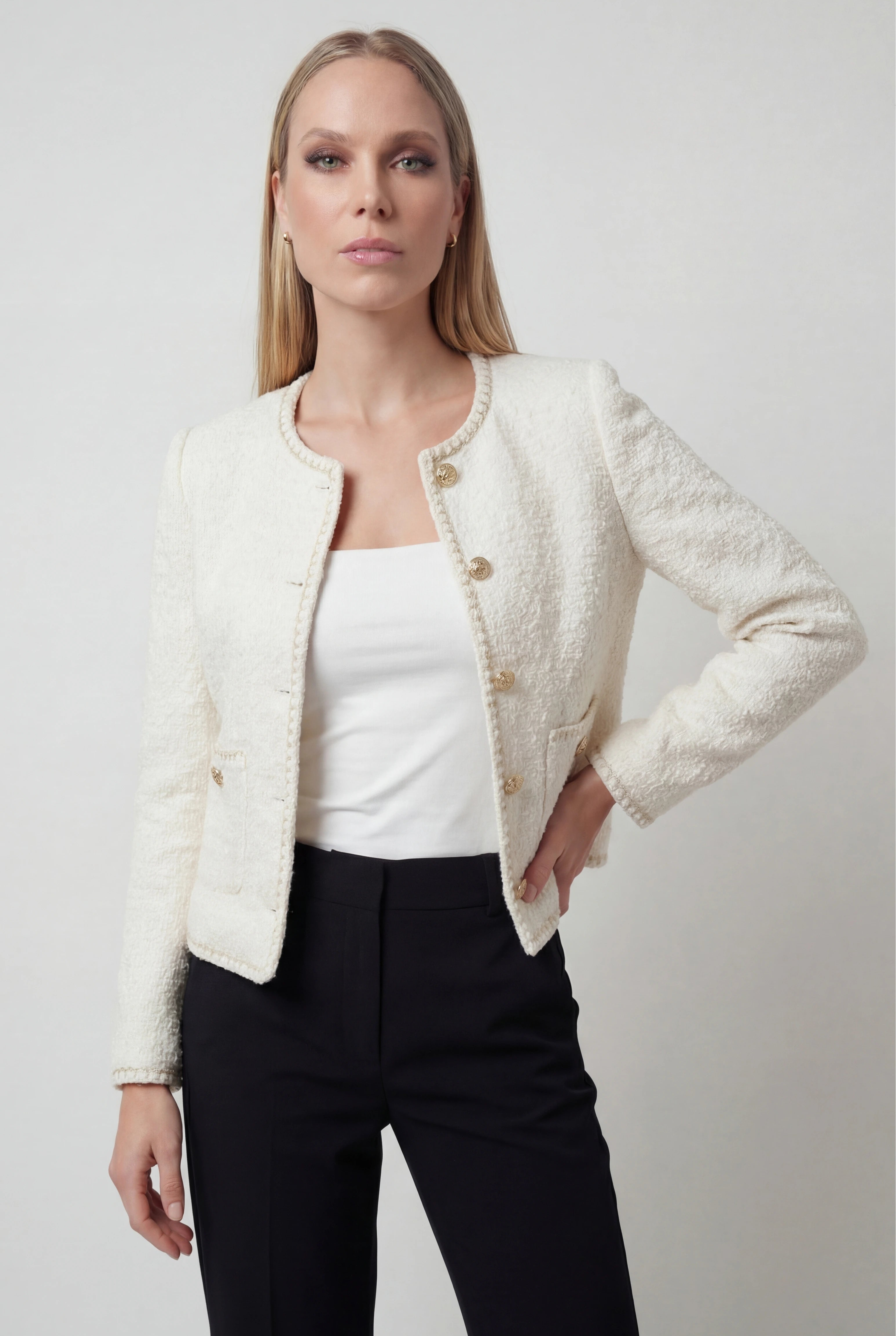 Elegante Dames Vintage Tweed Vestje