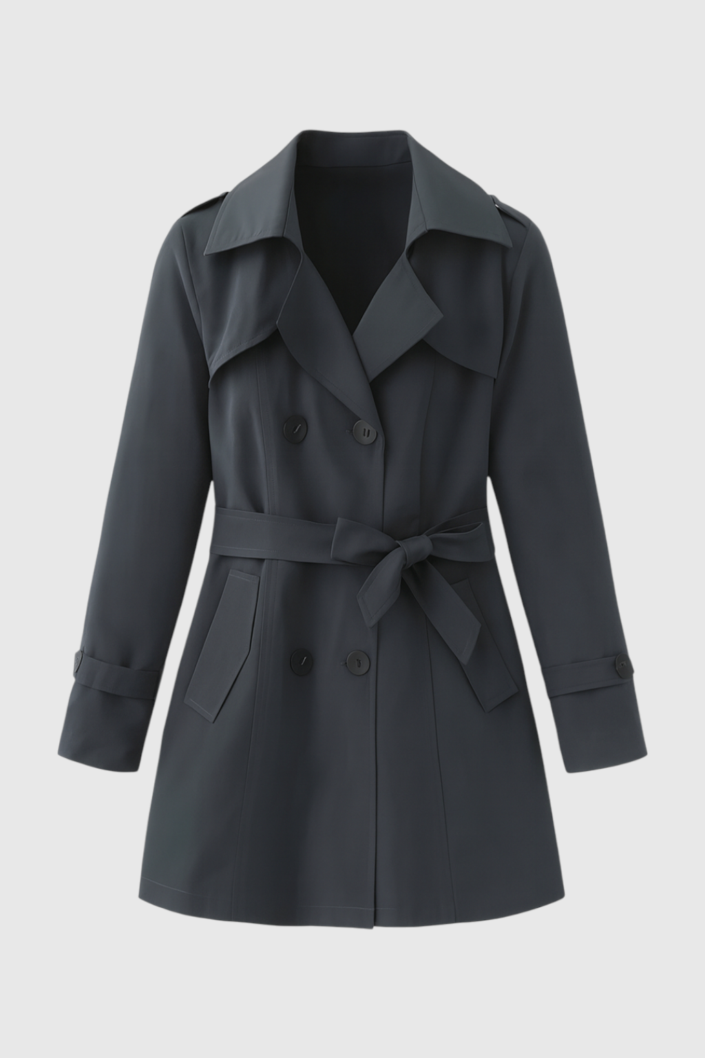 Dames Grijs Halflange Trenchcoat