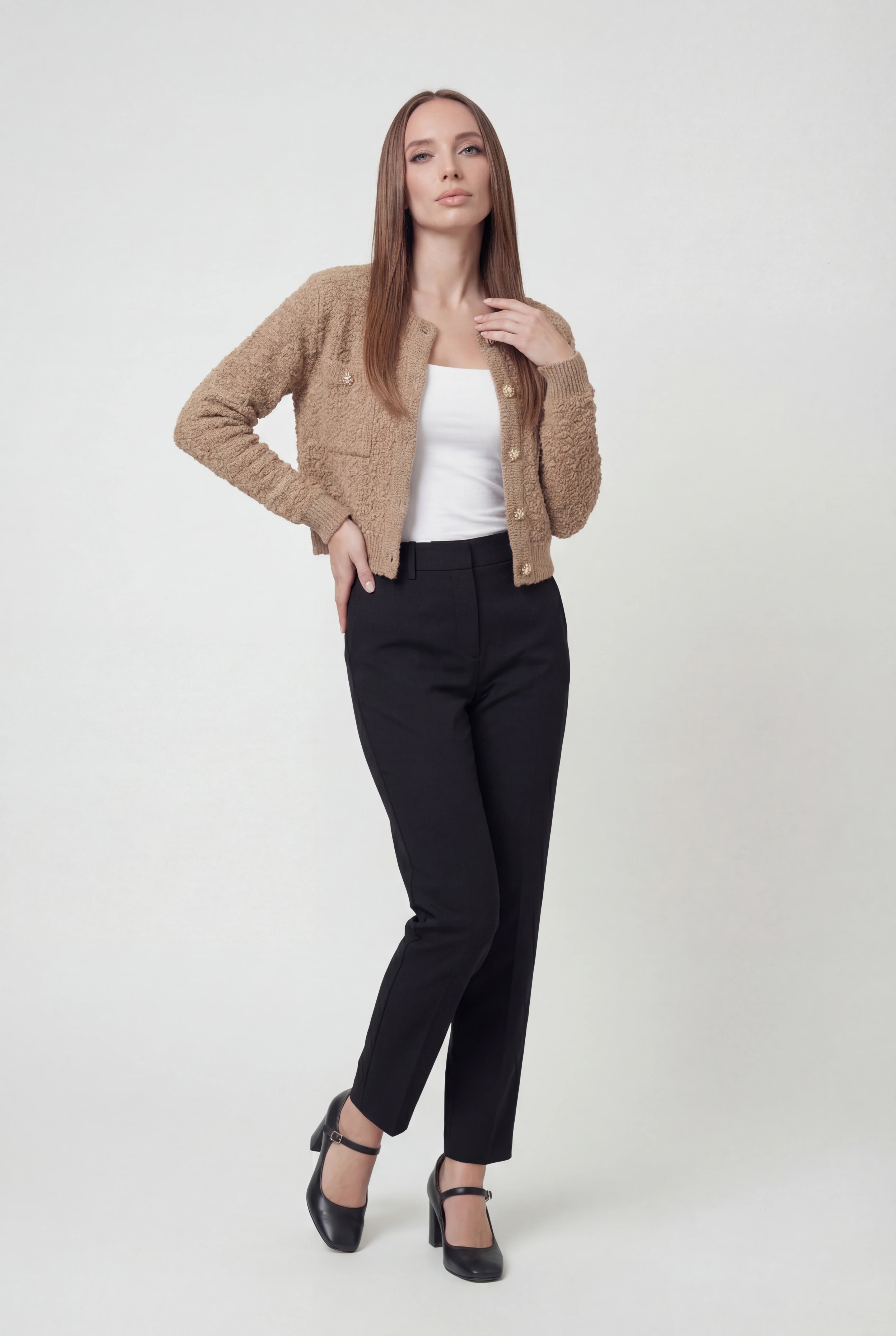 Dames Khaki Gebreid Vestje