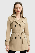 Women's Khaki Mid-Length Trench Coat - Premium Quality, Fast Shipping