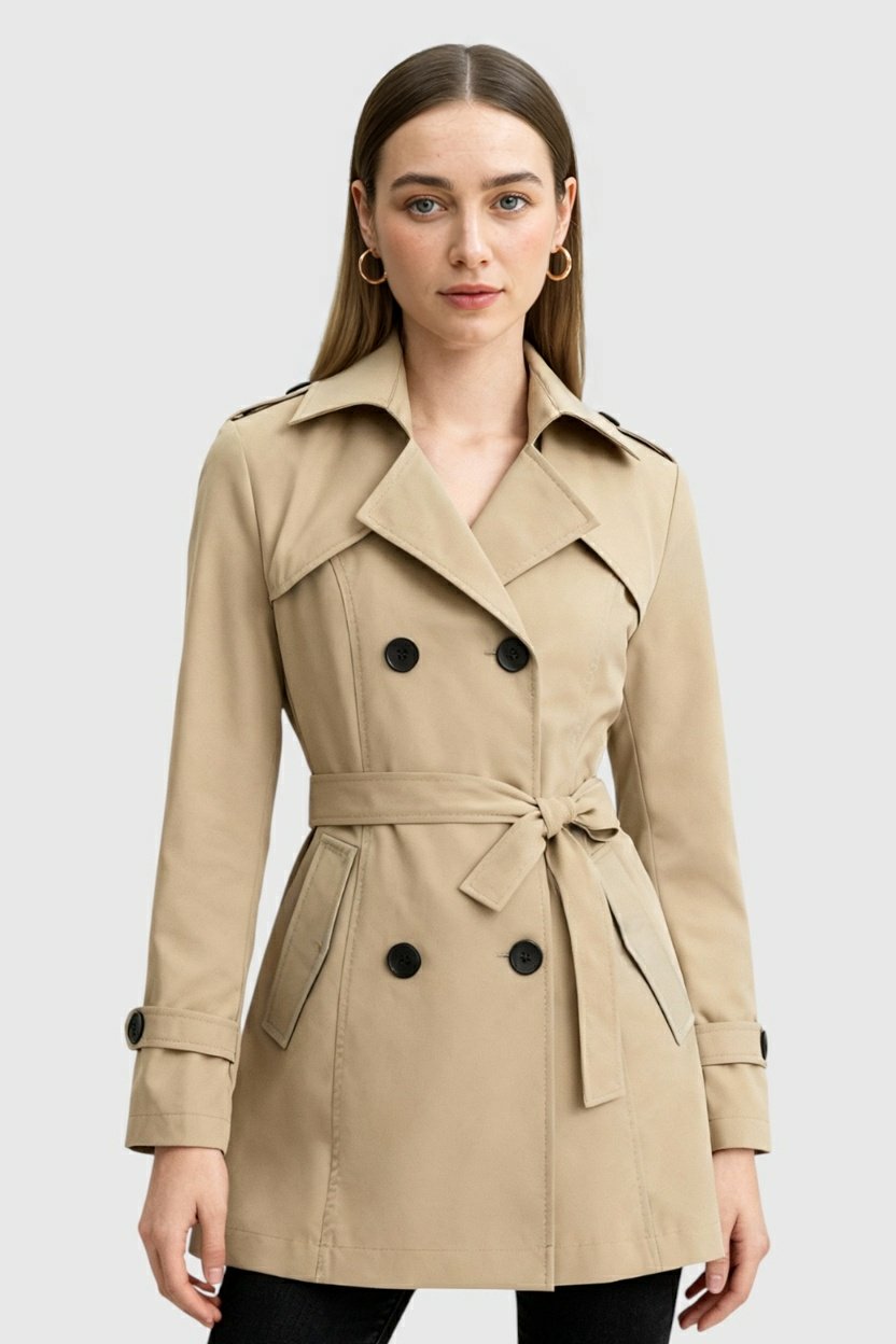 Dames Khaki Halflange Trenchcoat