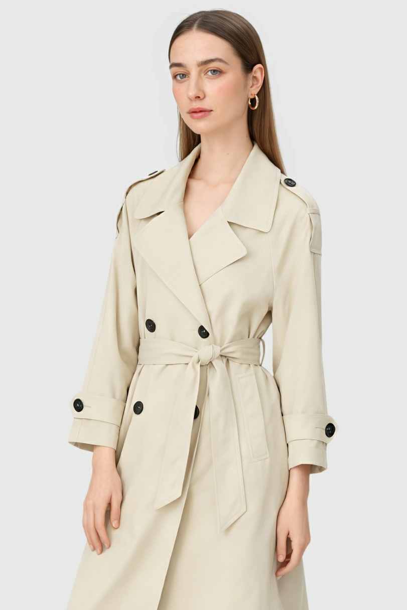 Dames Khaki Lange Mouwen Jas