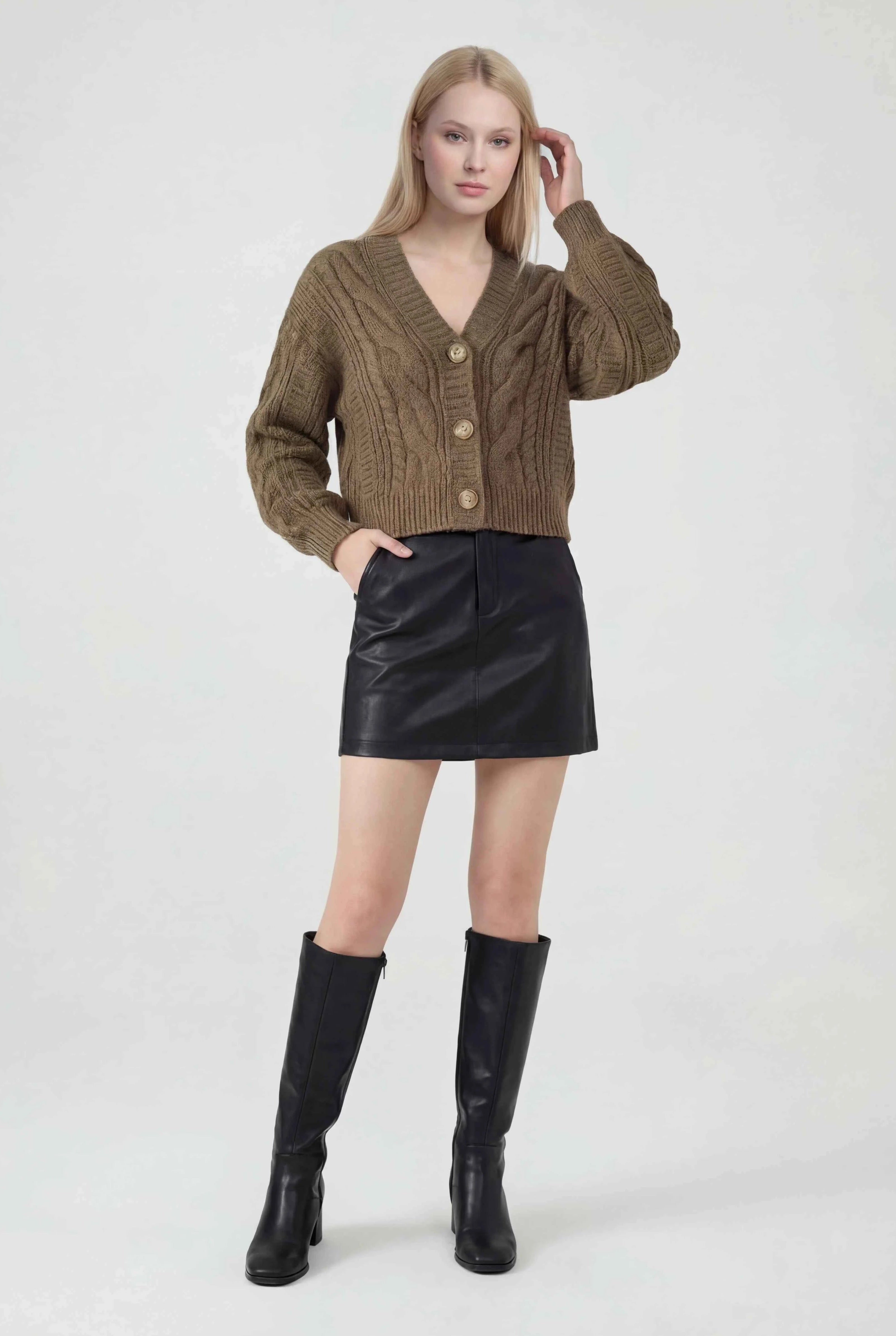 Dames Khaki V-hals Vestje