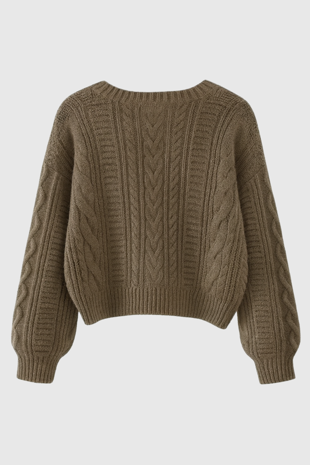 Women's Khaki V-Neck Cardigan - View 4 | Vanda Liamo