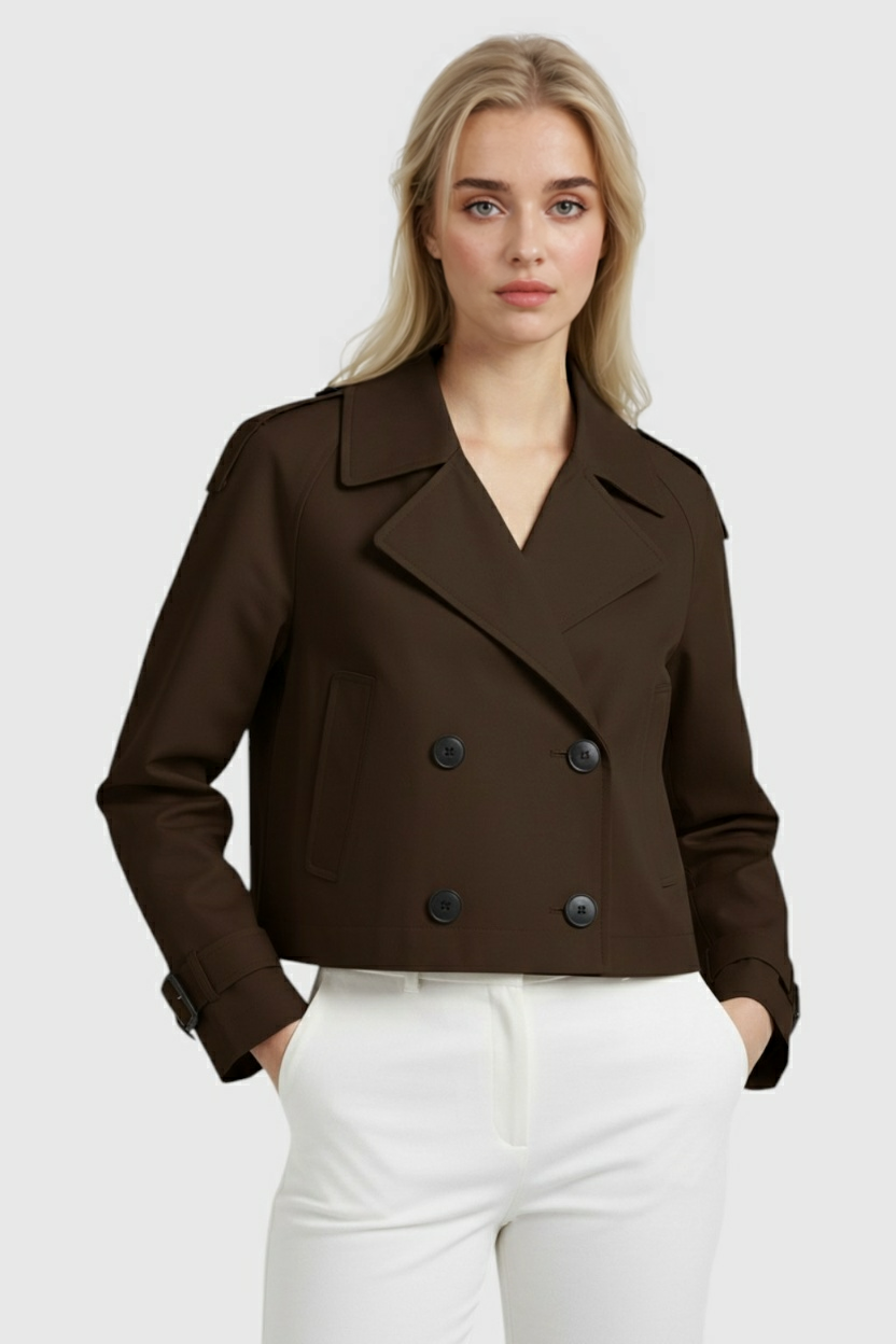 Dames Korte Windbreaker Jas - Bruin