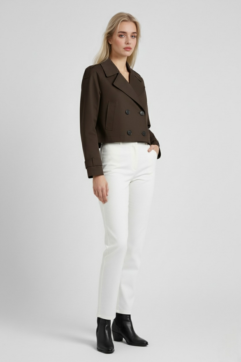 Dames Korte Windbreaker Jas - Bruin