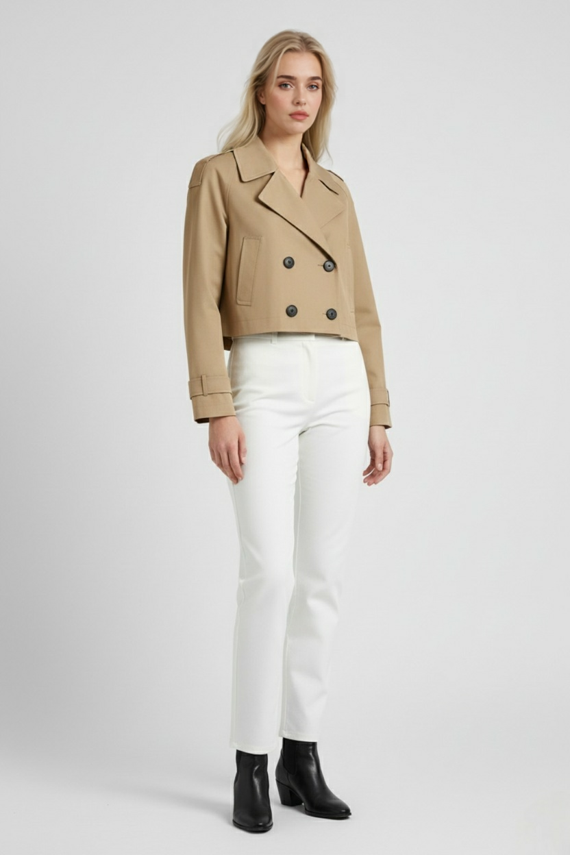 Dames Korte Windbreaker Jas - Khaki
