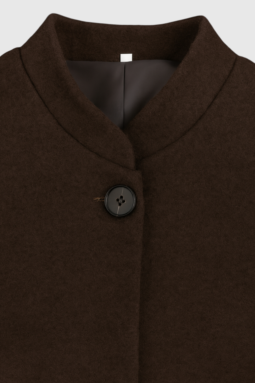 Dames Lange Bruin Winterjas Met Ronde Hals