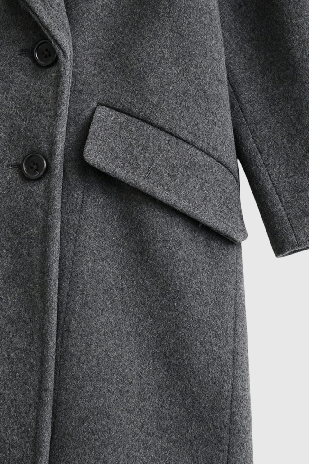 Dames Lange Donkergrijs Winterjas met Flip-Kraag