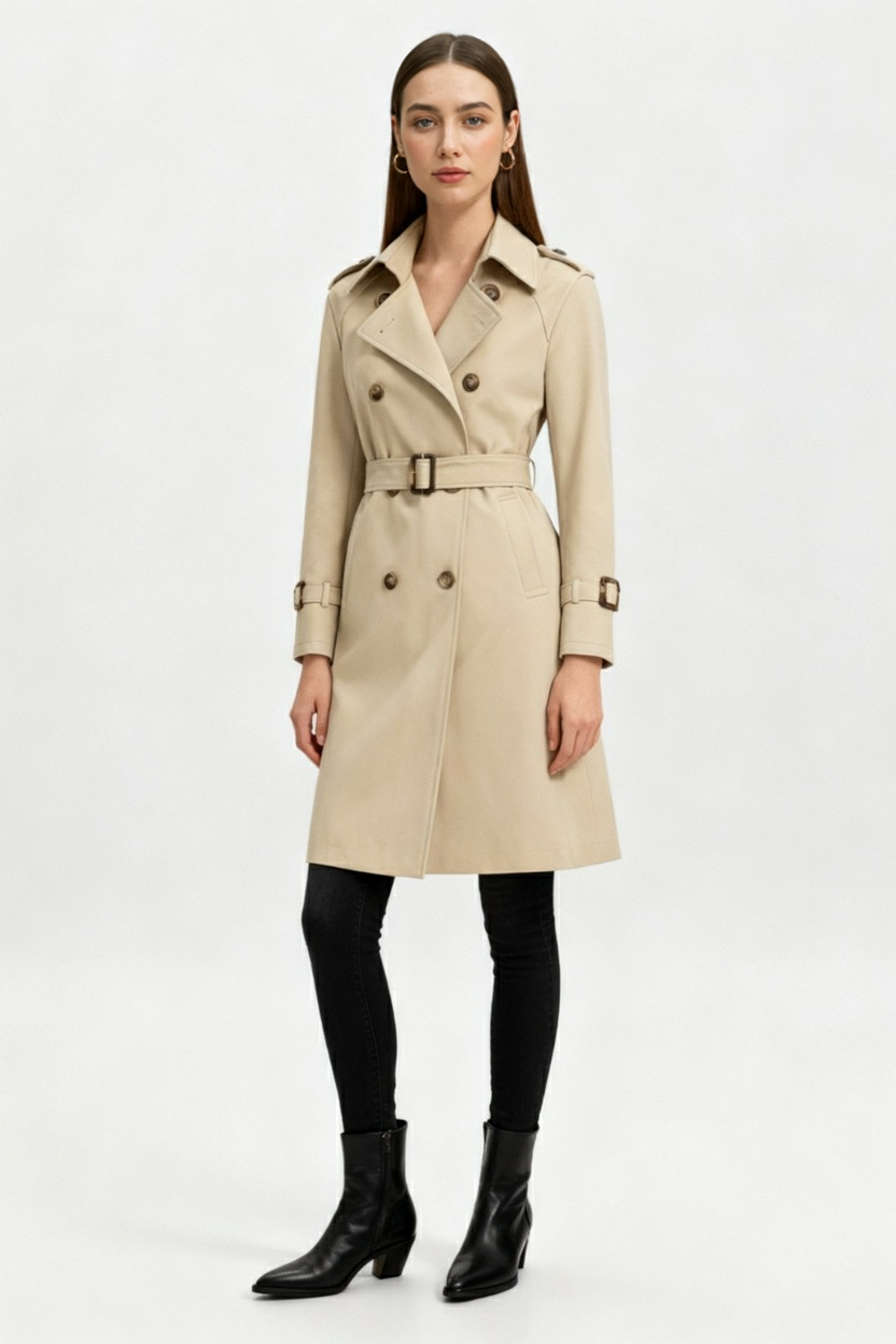 Dames Lange Khaki Trenchcoat