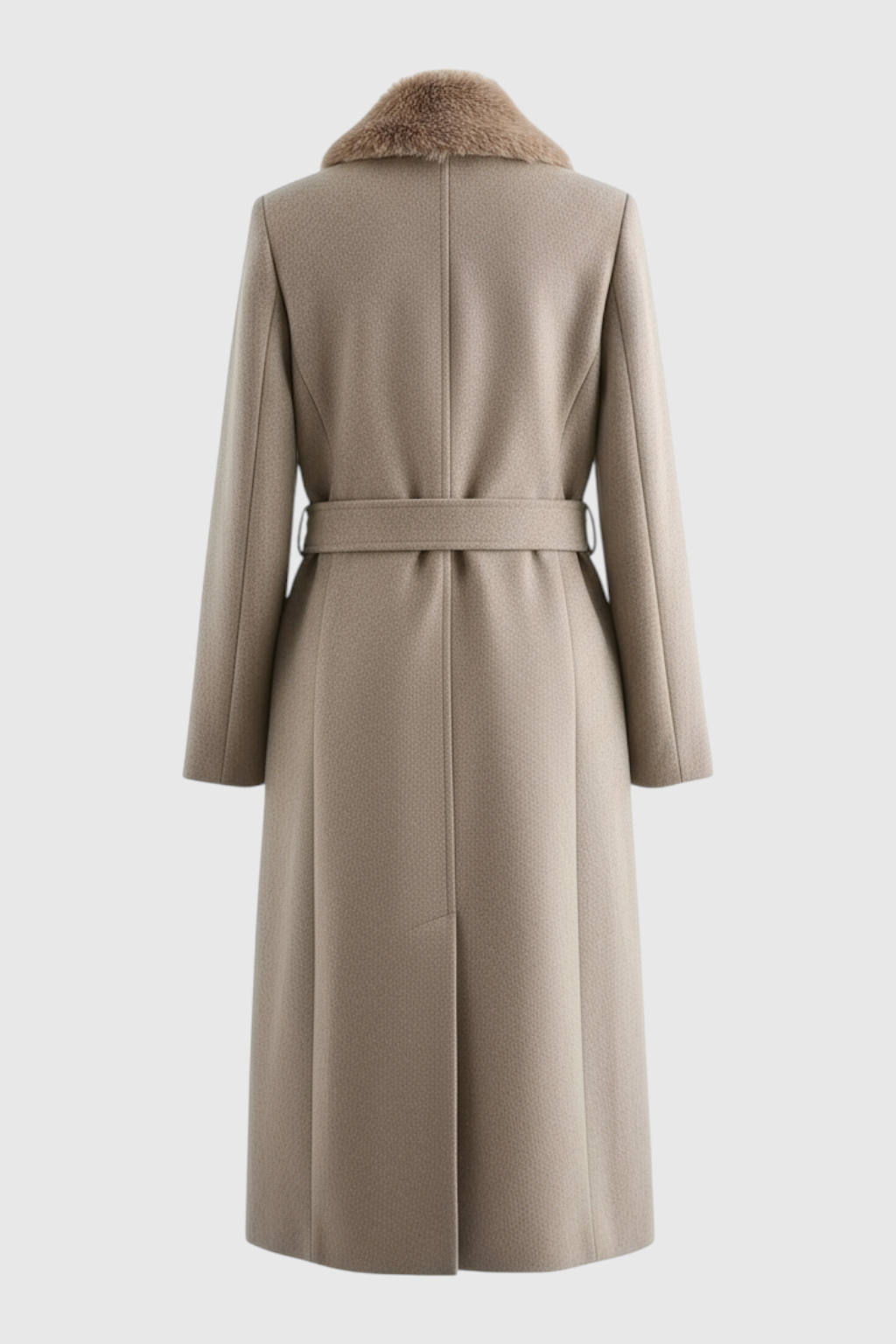 Coat : Women's Khaki Long Faux Fur Collar Winter Coat - Warm & Stylish Outerwear in van Vanda Liamo