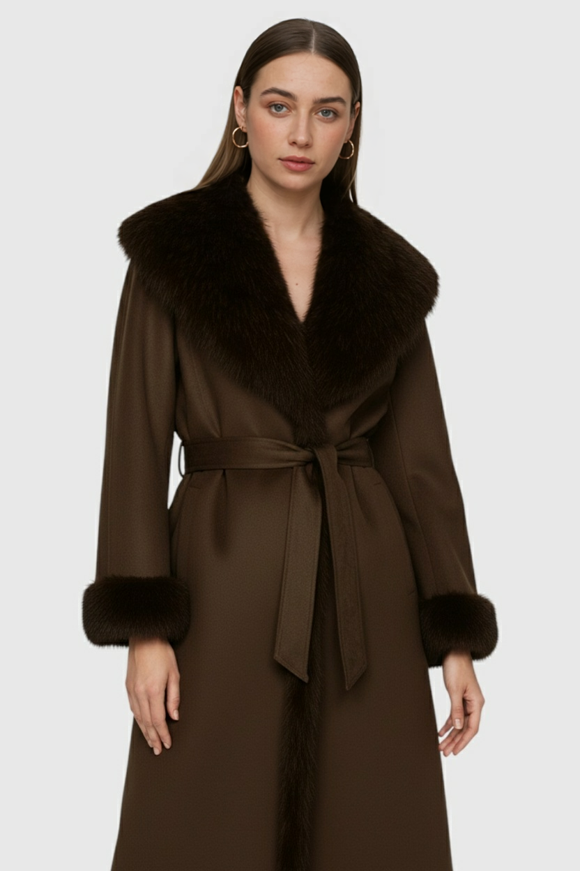 Dames Lange Trenchcoat met Stijlvolle Kraag