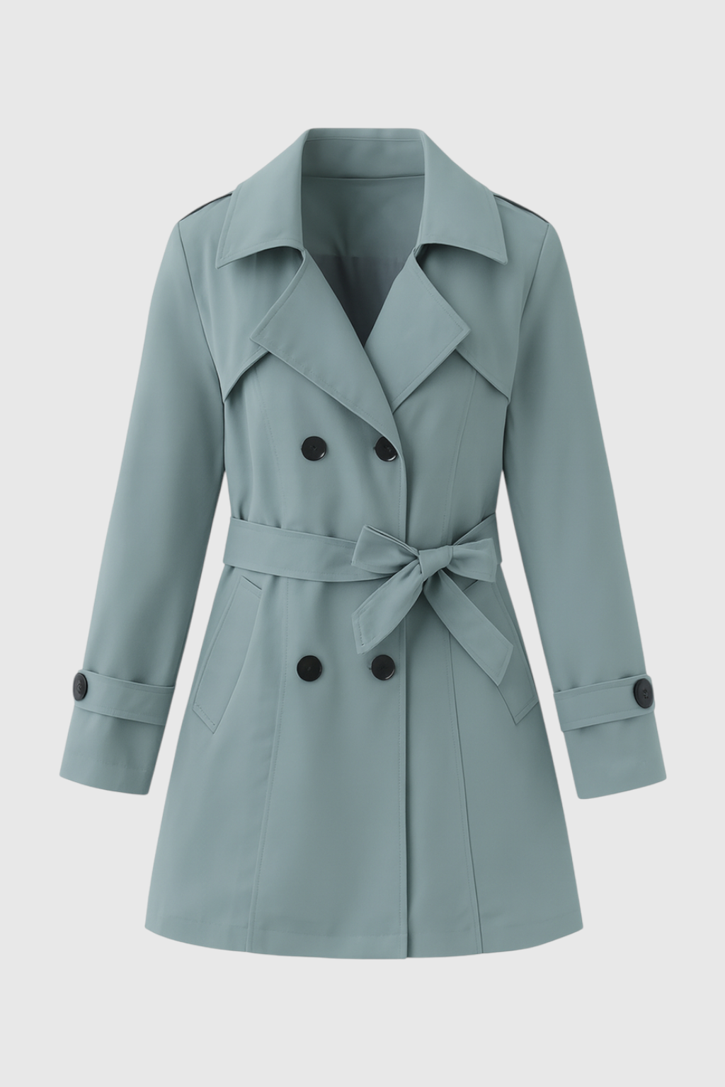 Dames Lichtgroen Halflange Trenchcoat