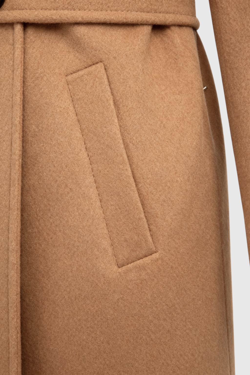 Dames Middellange Bruin Wollen Jas