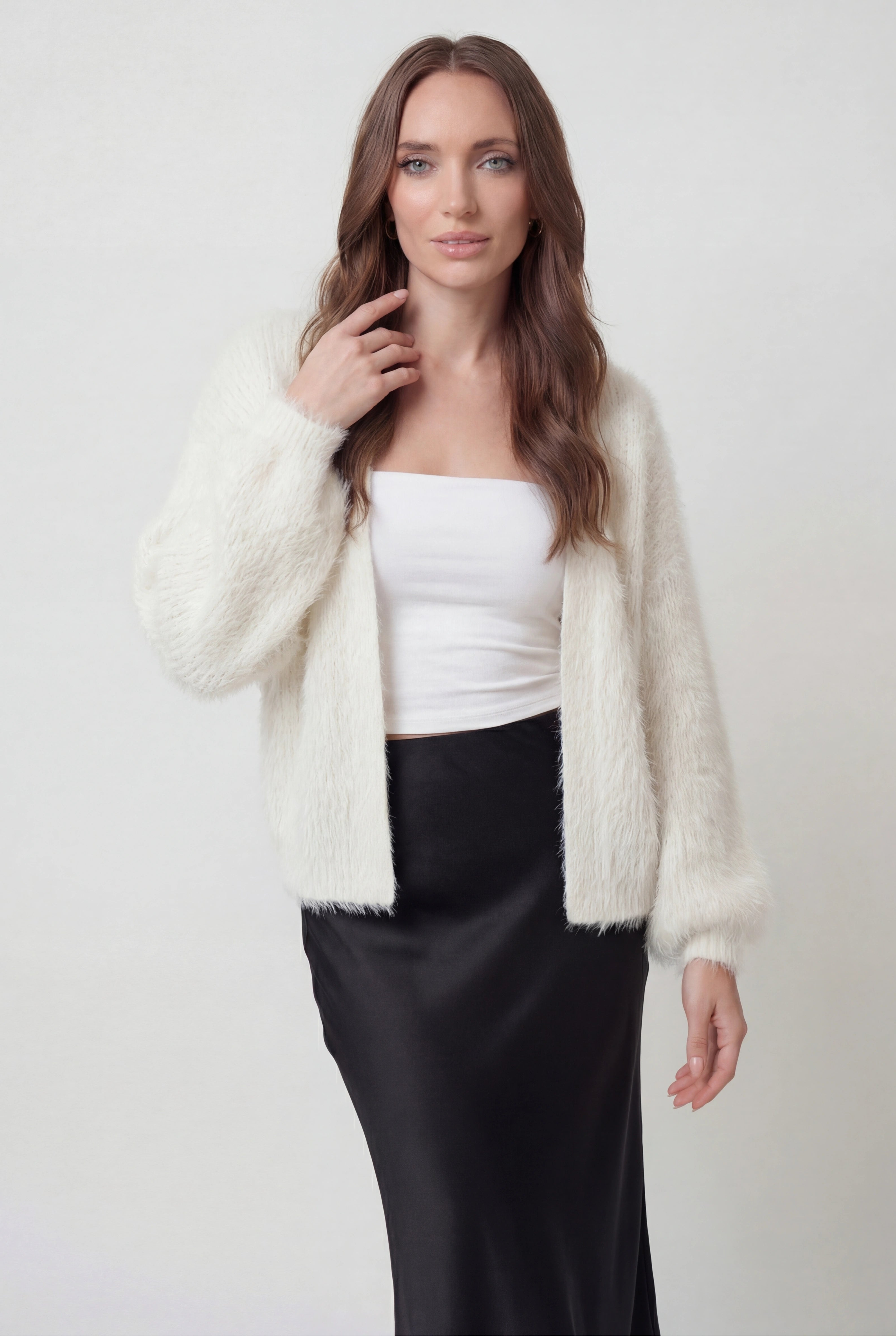 Dames Modieus Wit Gebreid Vestje