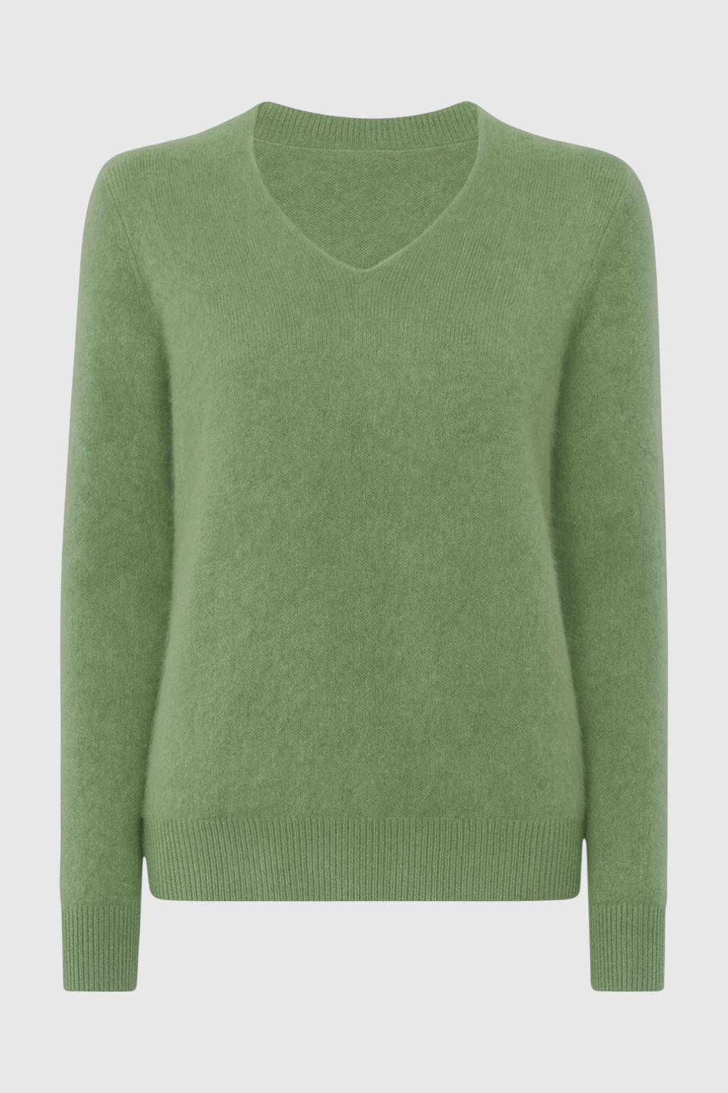 Dames Olijfgroen Merinowollen V-hals Trui