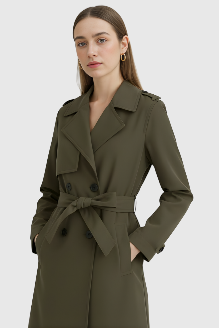 Dames Olijfgroen Trenchcoat