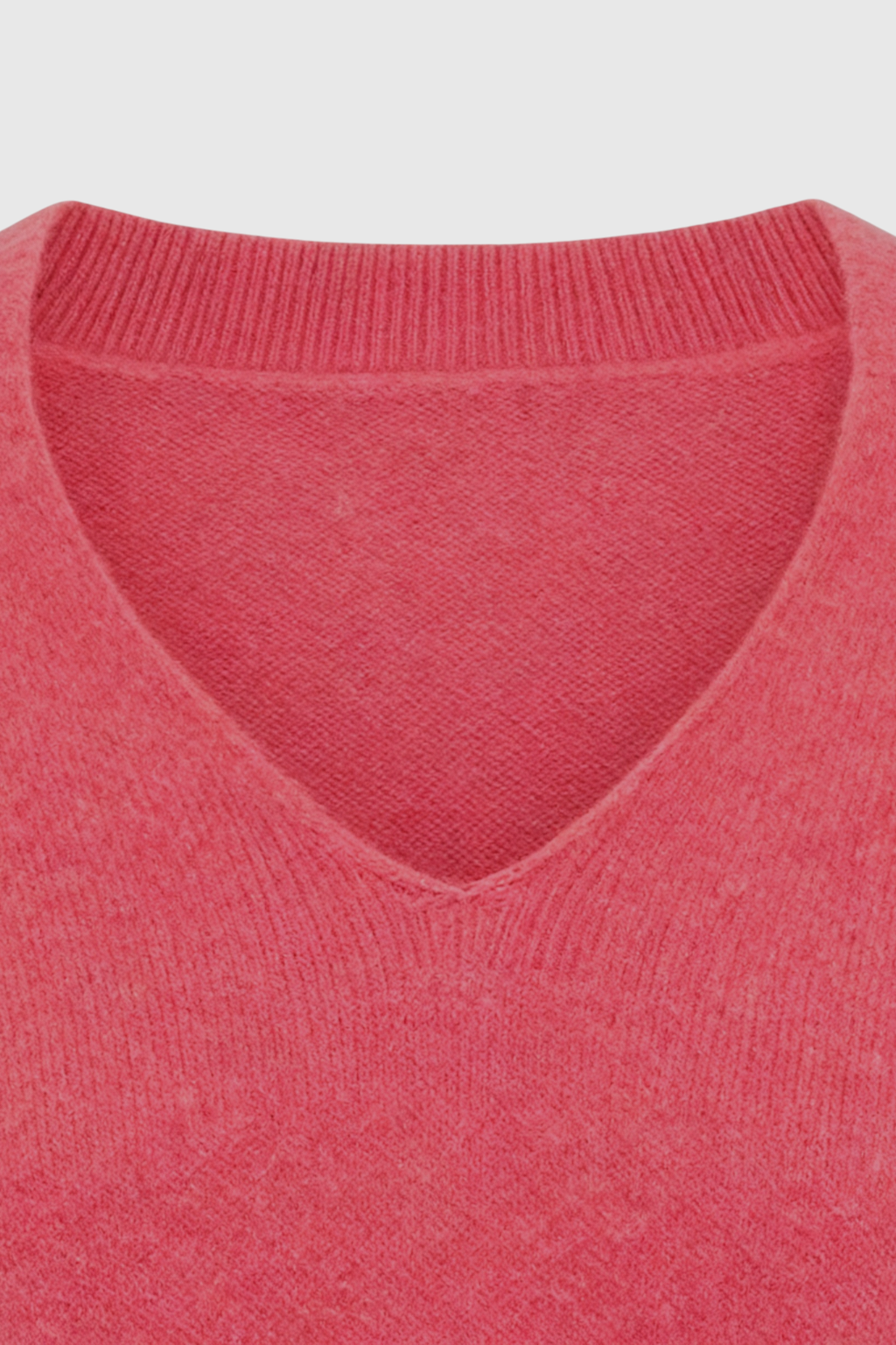 Dames Roze Rood Merinowollen V-hals Trui