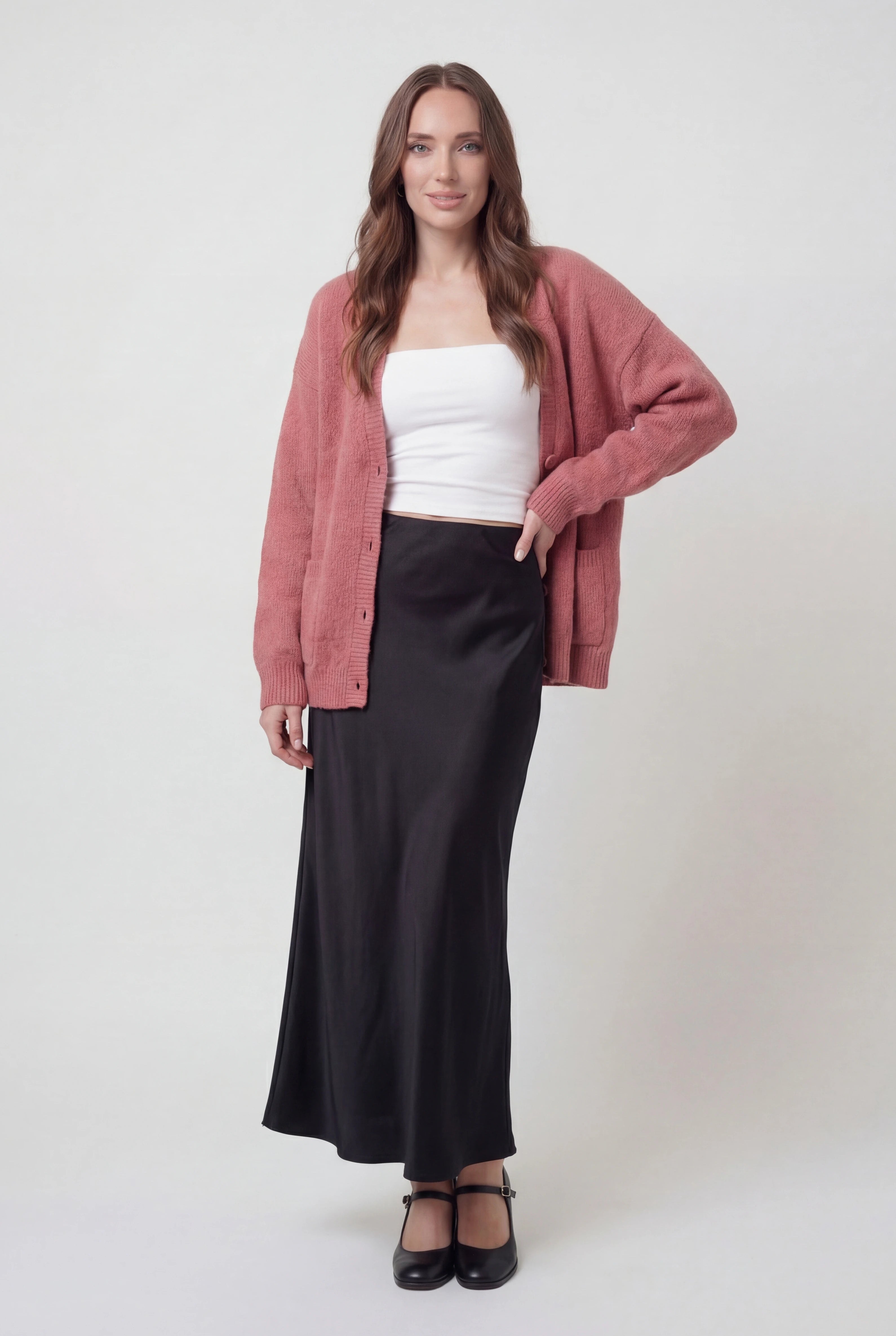 Dames Roze V-hals Gebreid Vestje