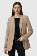 Damska khaki marynarka slim fit - Lekka i stylowa na biznesowy luz