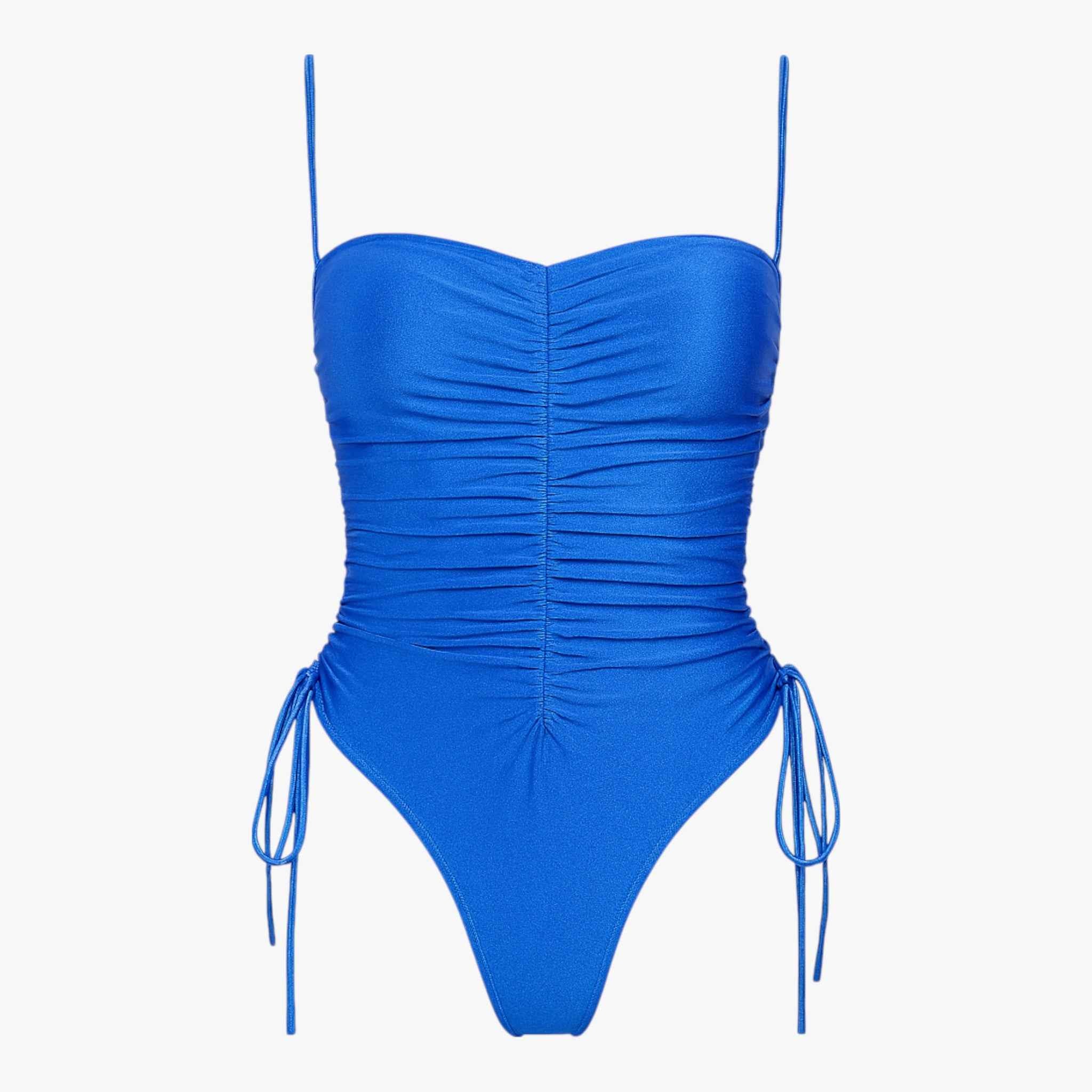 Dames zwemkleding : Elsa | Dames Strapless Zwempak - Blauw in Blauw van Vanda Liamo