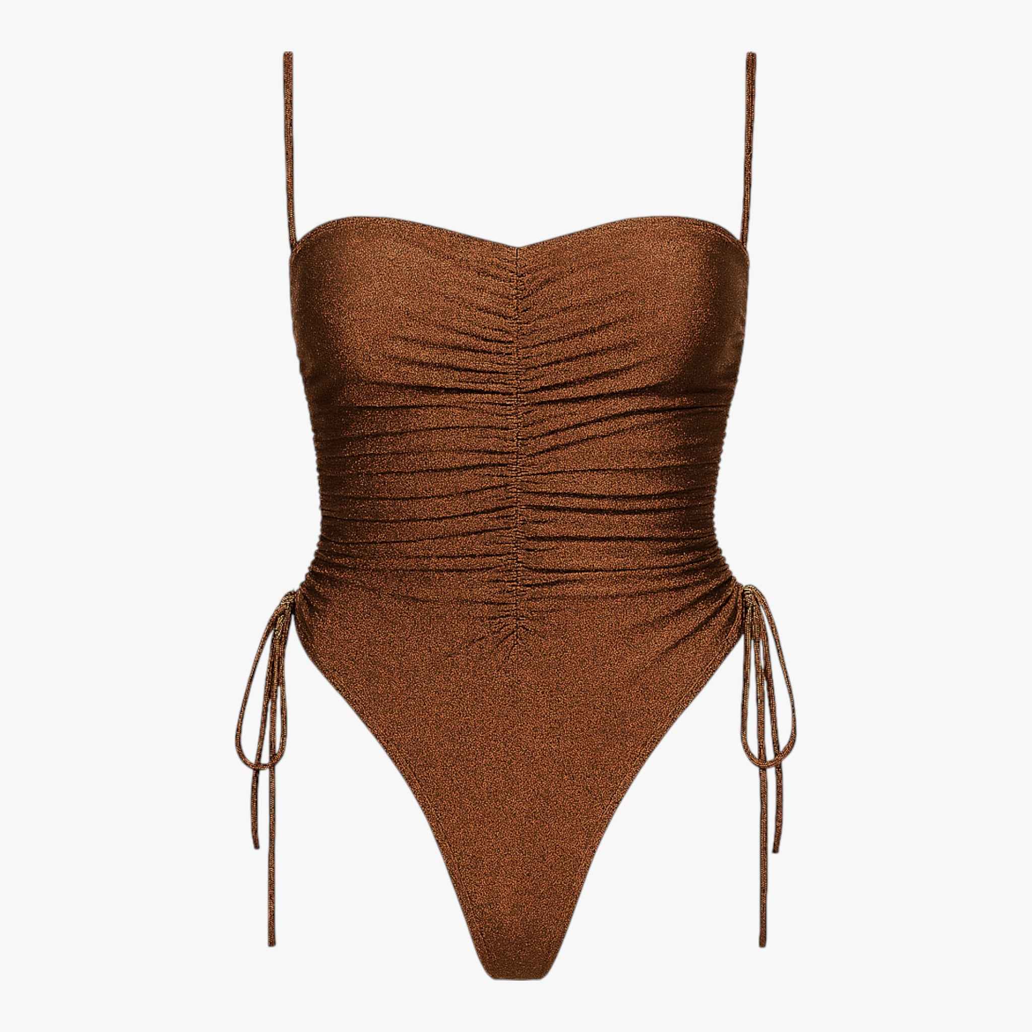 Dames zwemkleding : Elsa Dames Strapless Zwempak Bruin - Perfect voor Zomerplezier in Bruin van Vanda Liamo