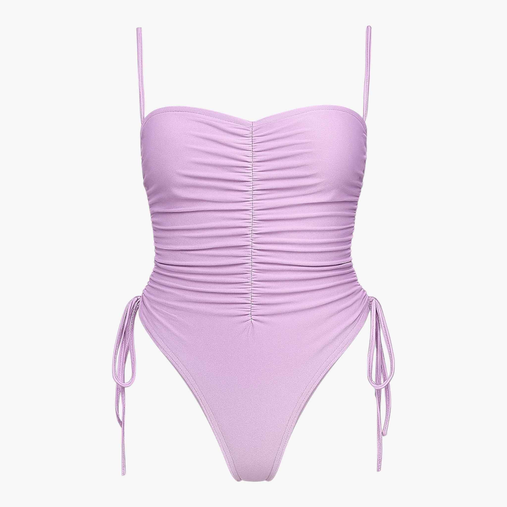 Dames zwemkleding : Elsa Strapless Zwempak Dames Licht Paars - Elegant Strapless Zwempak Dames voor een Perfect Zomergevoel in Licht paars van Vanda Liamo