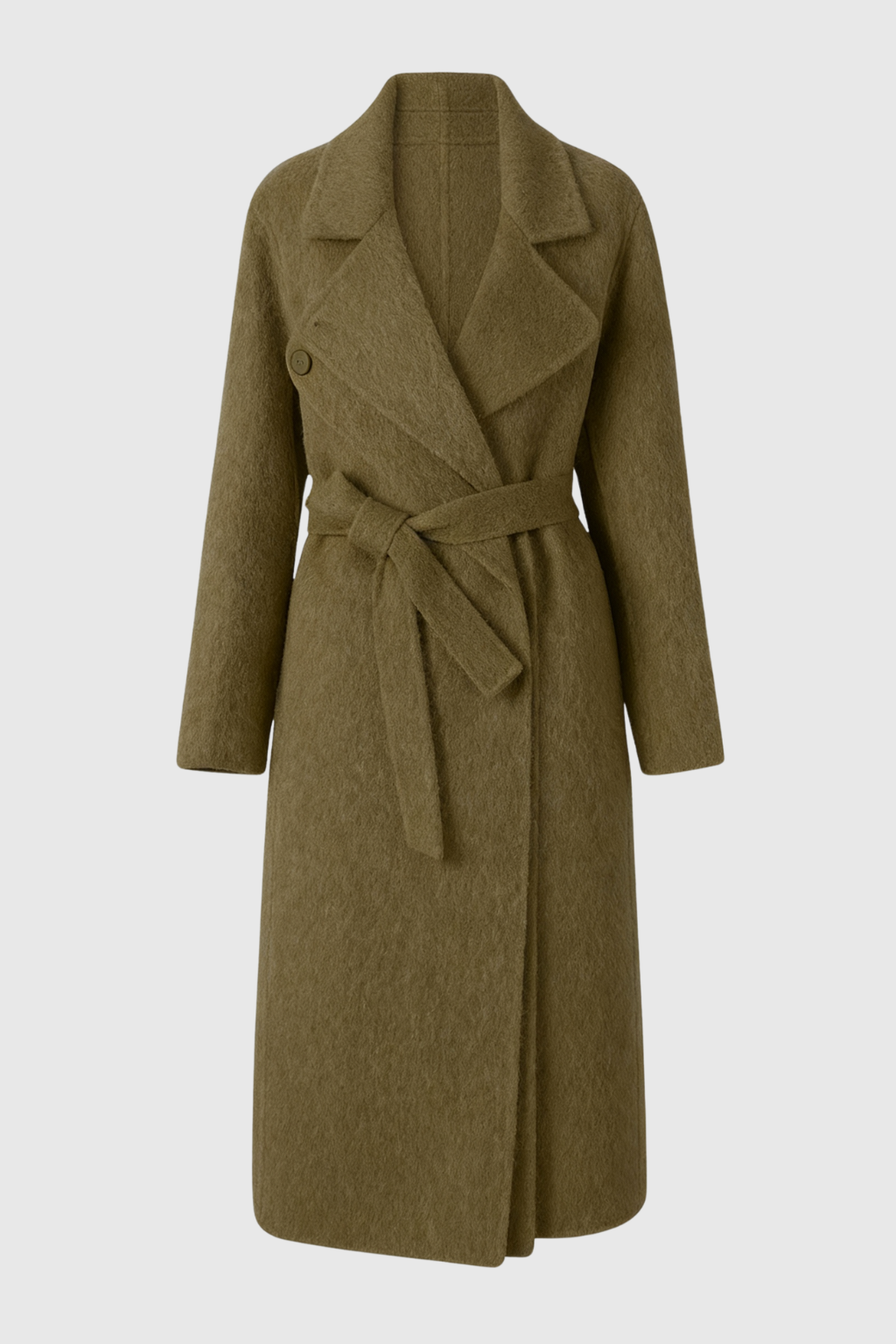 Dames Trendy Lange Khaki Overjas