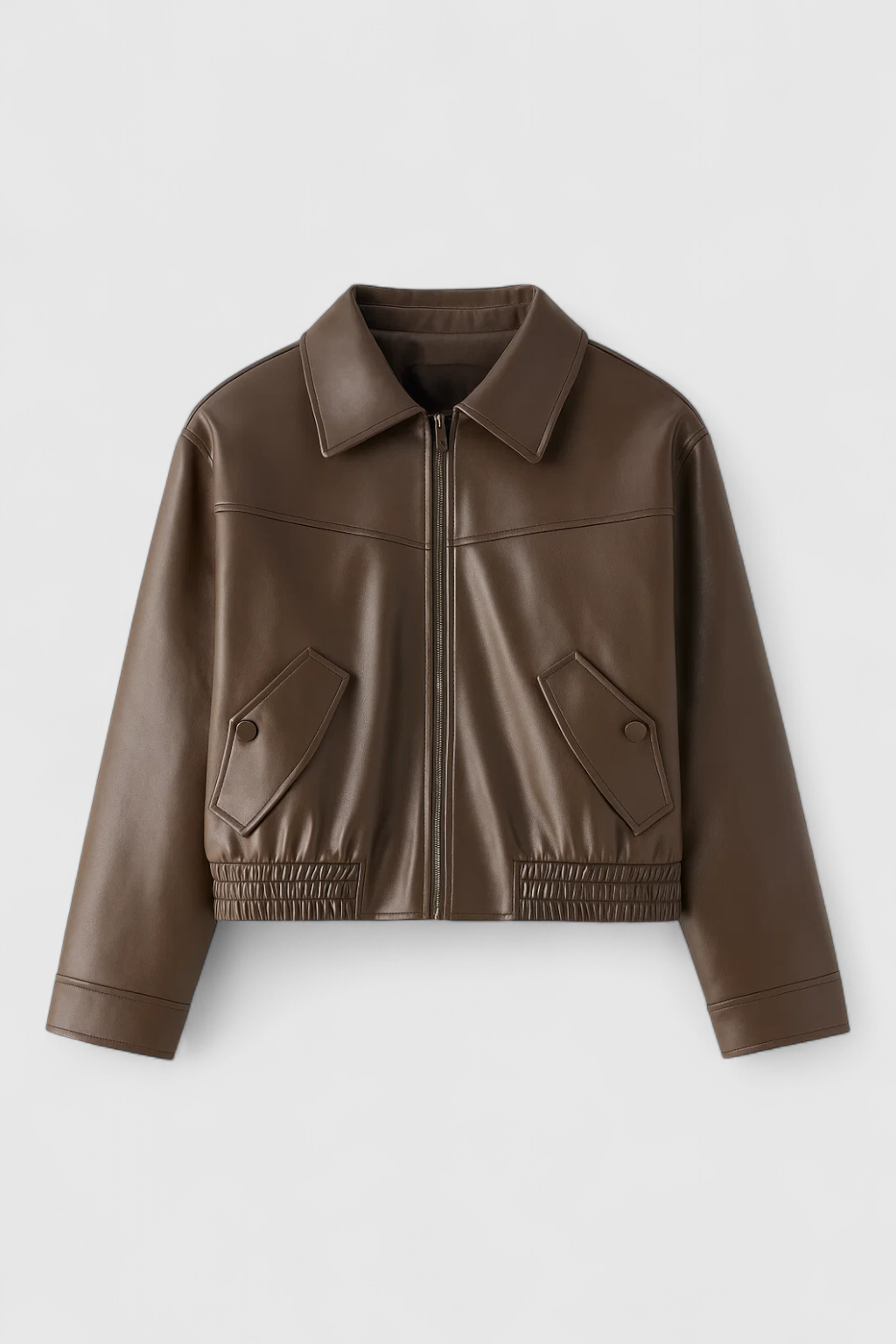 Dames Trendy PU Leren Jas - Koffie