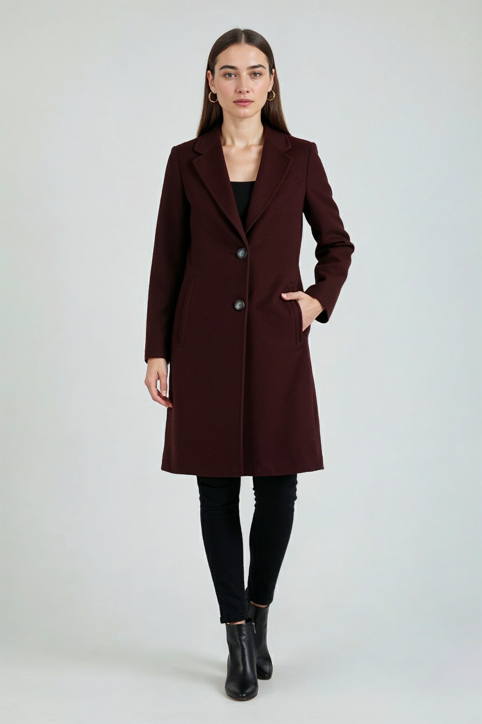 Dames Vintage Elegante Bourgondië Jas