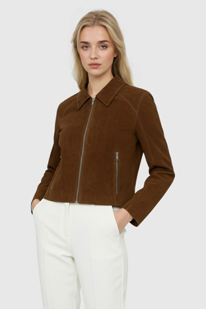 Dames Vintage Suède Korte Jasje