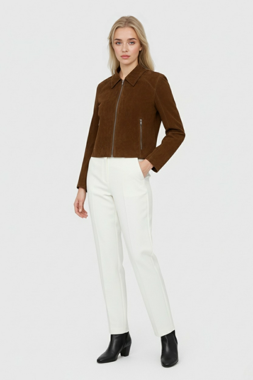 Dames Vintage Suède Korte Jasje