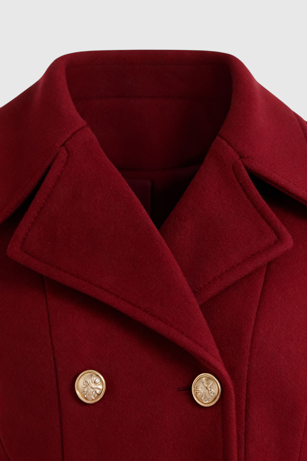 Coat : Women's Burgundy Wool Blend Trench Coat - Warm Winter Jacket in van Vanda Liamo