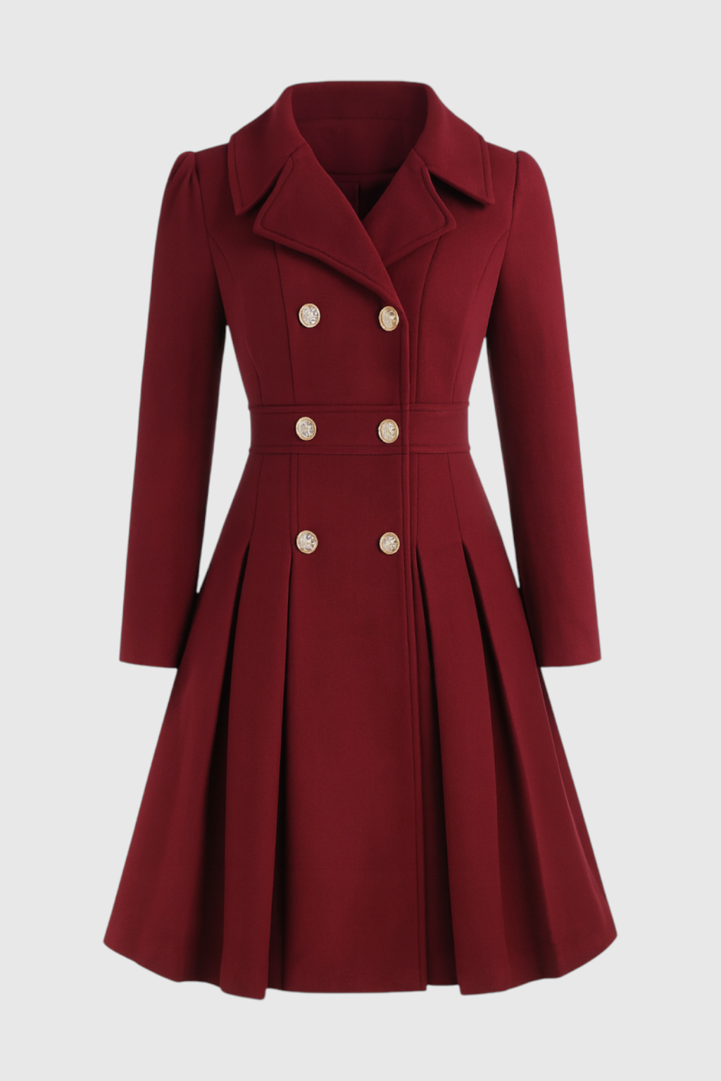 Women's Warm Long Burgundy Trench Coat - Burgundy | Vanda Liamo
