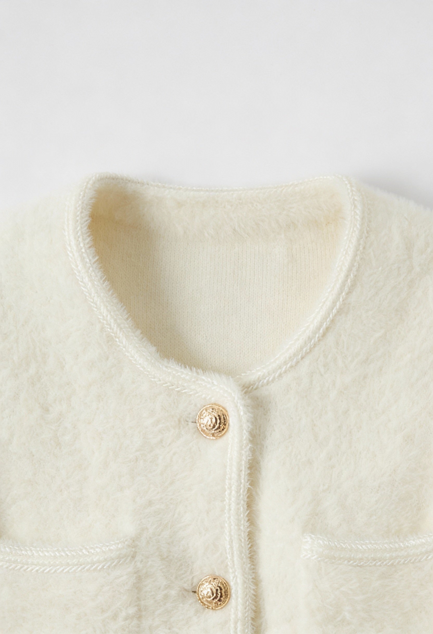 Women's Soft Crew Neck White Cardigan