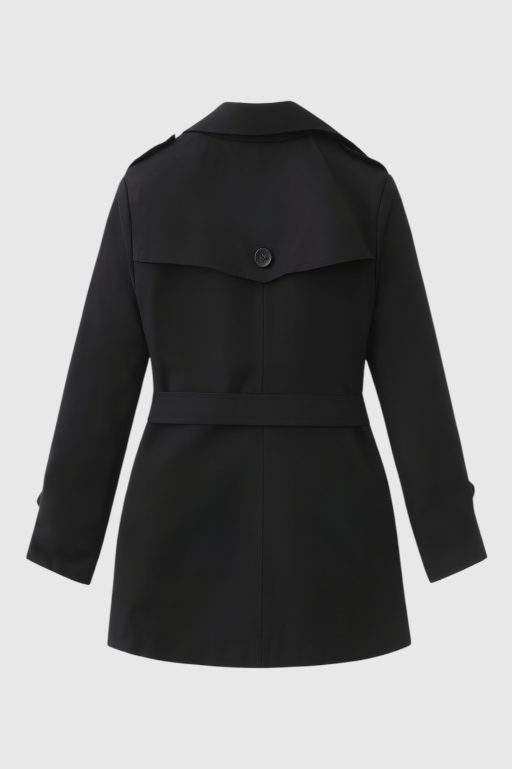 Dames Zwart Halflange Trenchcoat