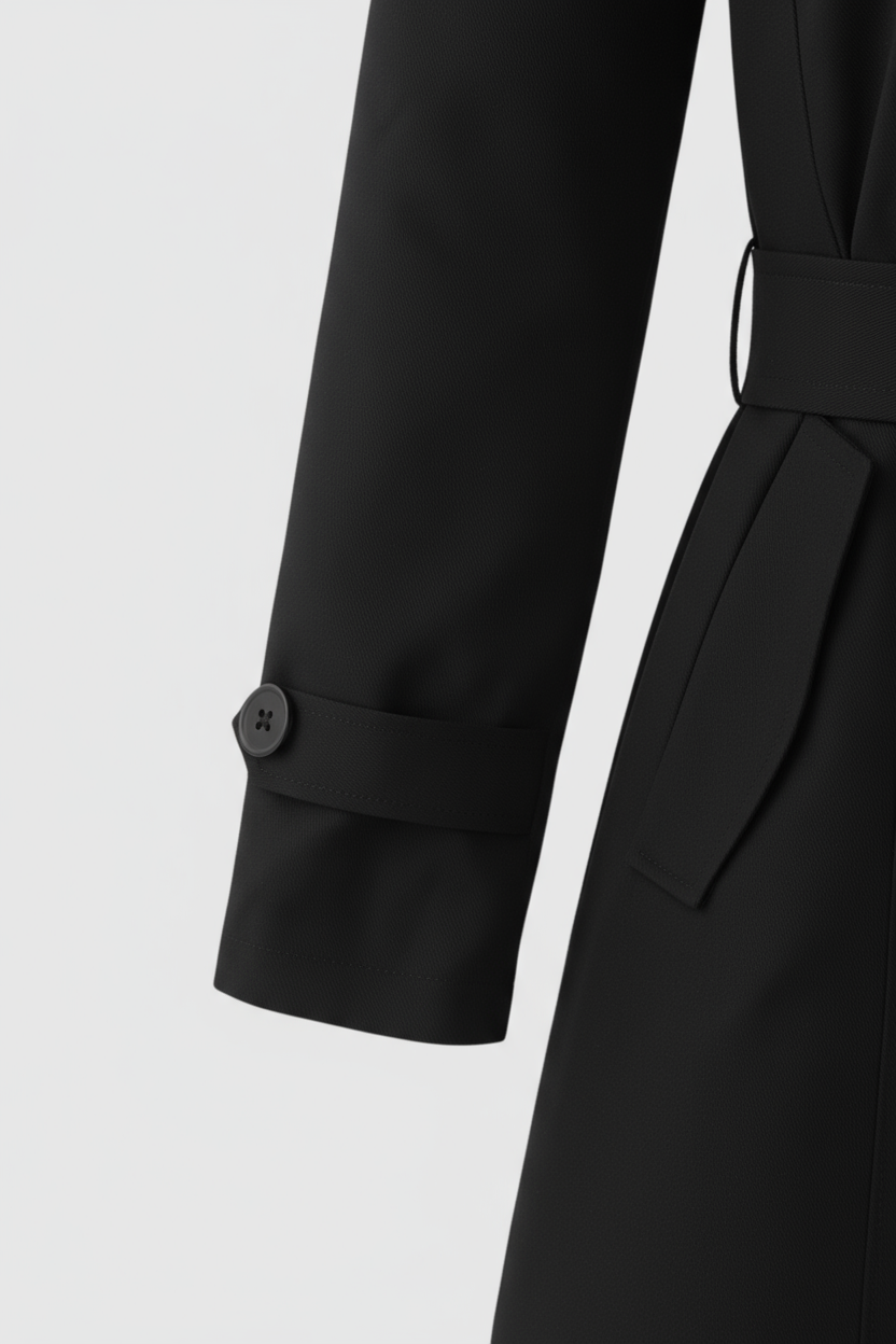 Dames Zwart Halflange Trenchcoat